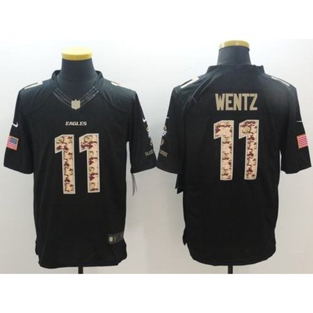 Eagles #11 Carson Wentz Black Men's Stitched NFL Limited Salute to Service Jersey