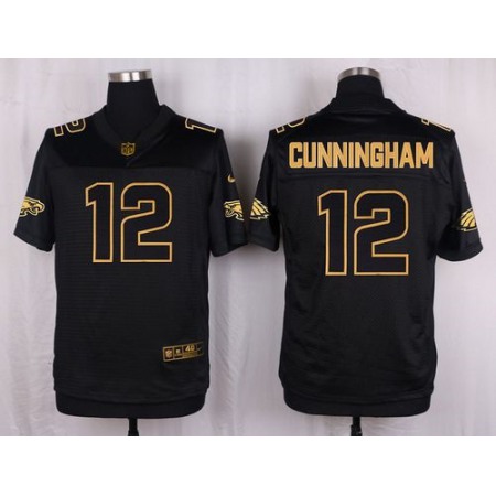 Eagles #12 Randall Cunningham Black Men's Stitched NFL Elite Pro Line Gold Collection Jersey
