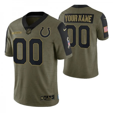 Men's Indianapolis Colts Customized Olive Salute To Service Limited Stitched Jersey Men's Indianapolis Colts Customized Olive Salute To Service Limited Stitched Jersey