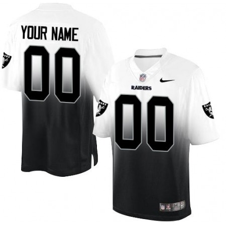 Oakland Raiders Customized Black/White Men's Stitched Elite Fadeaway Fashion NFL Jersey