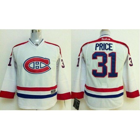 Canadiens #31 Carey Price White Stitched Youth NHL Jersey